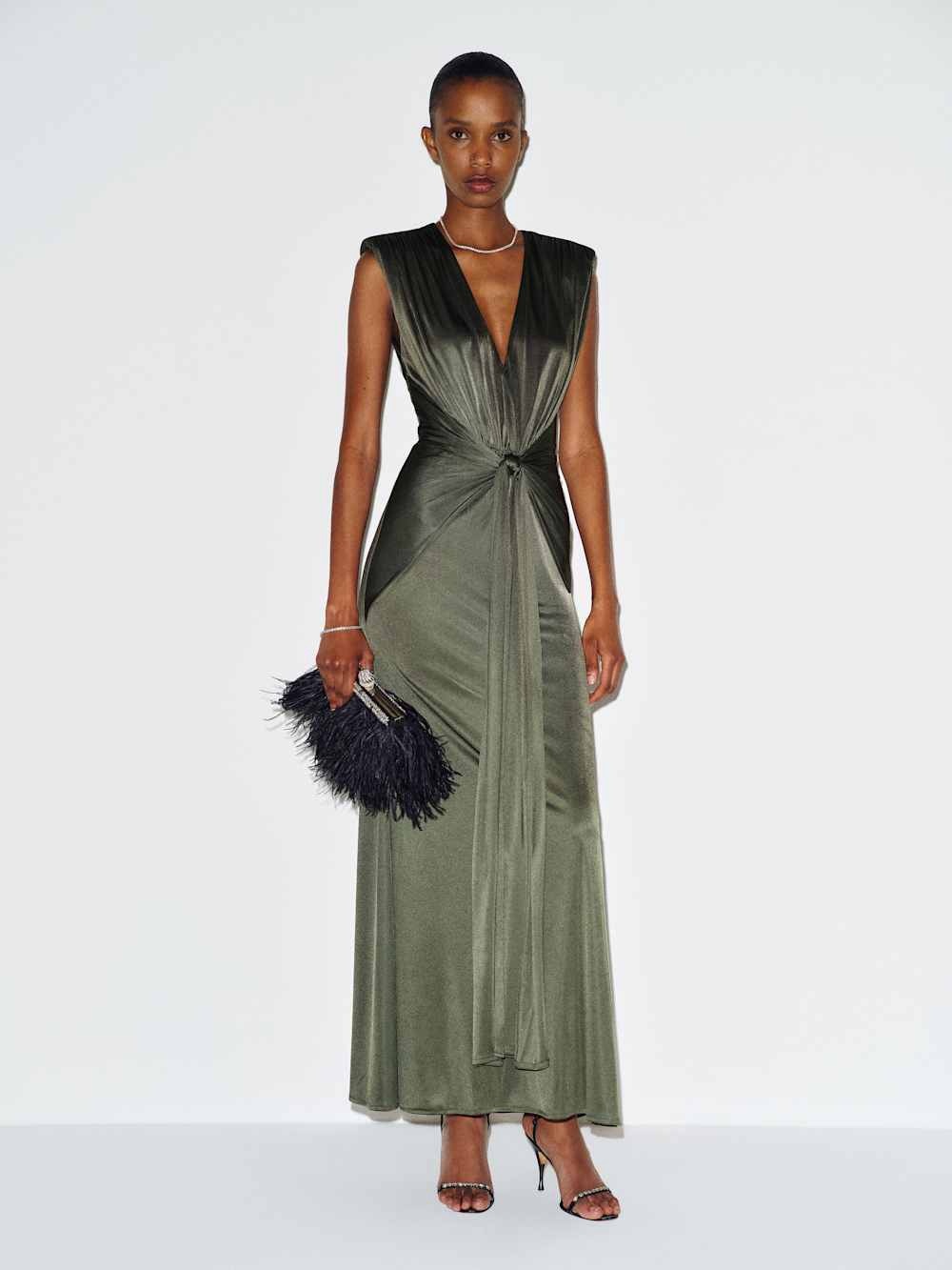 New Reformation Cali Knit Dress olivewood